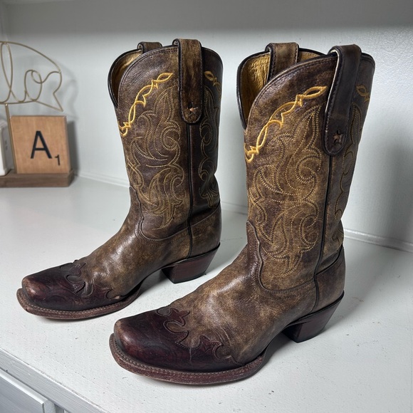 Tony Lama Women’s Western Cowboy Boots 7.5B Brown Leather Vintage Classic